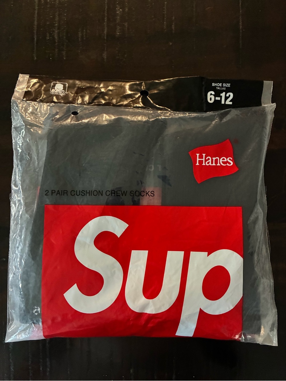 Supreme Black Crew Socks 2-Pack